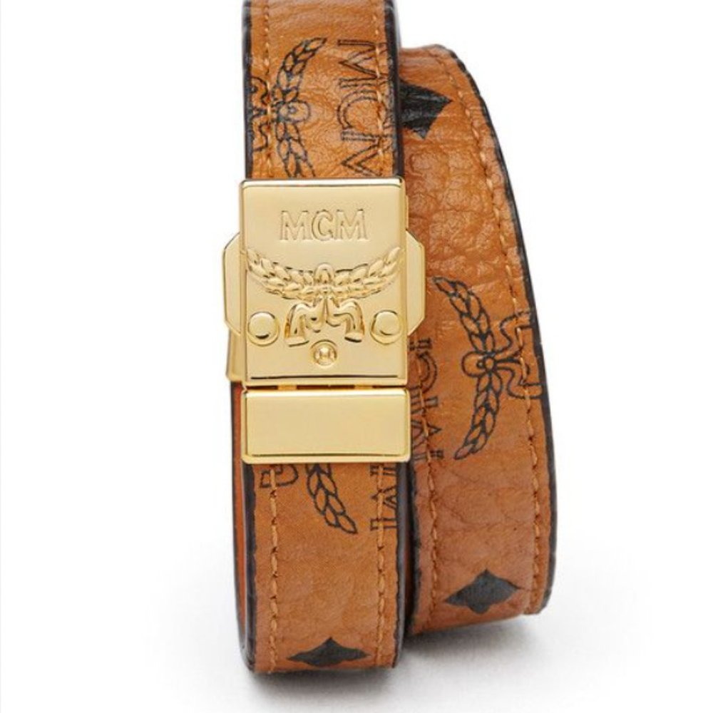 MCM Reiner Double Leather Wrap Bracelet with Dust Bag